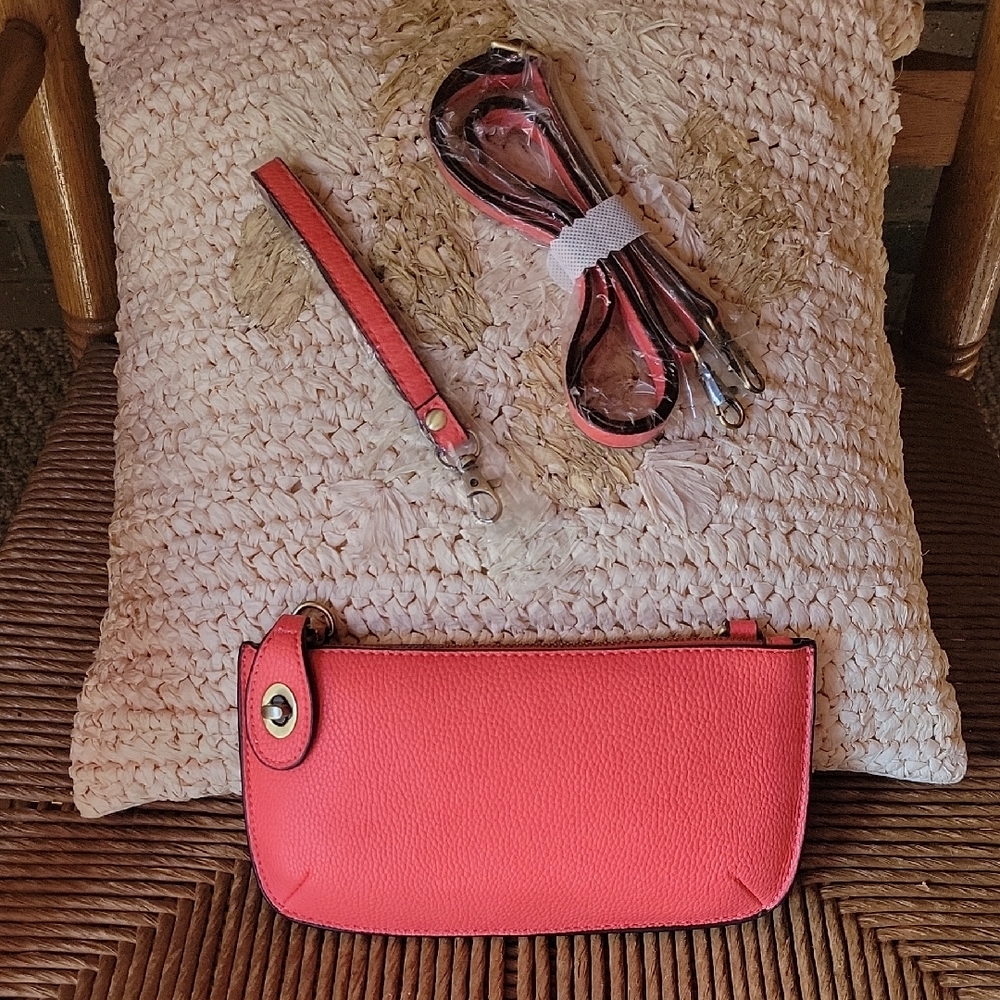 Joy Susan Mini Crossbody Wristlet Clutch, coral.